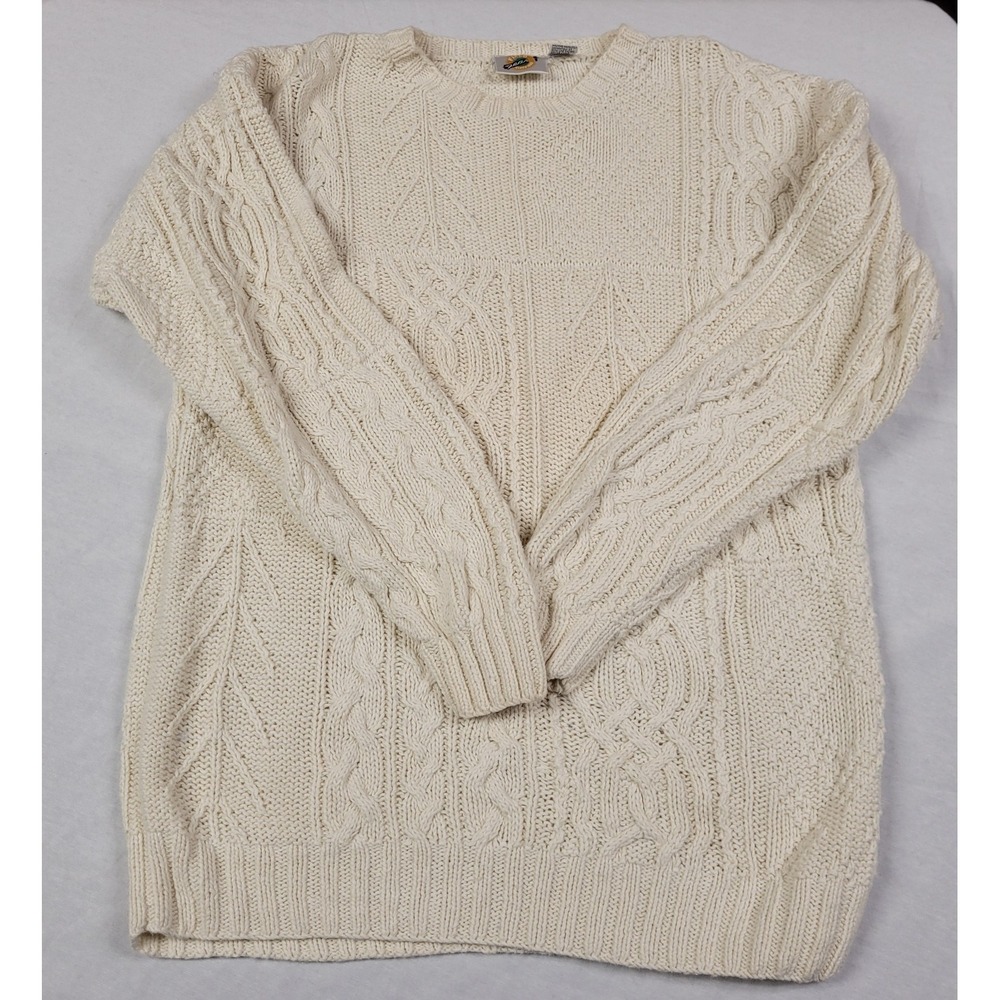 Field Gear Men's Knit Pullover Long Sleeve Cream Sweater Size XLT